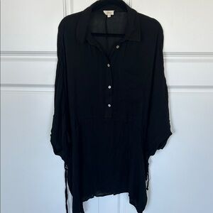 NWOT Elan Black Button-Front Lightweight Tunic swim cover-up